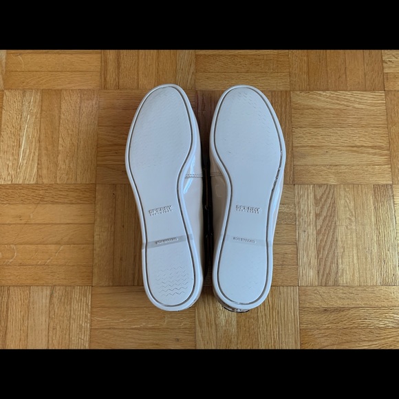 Sperry Top Sider Boat Shoe Flat Beige Black Gold 6 - Picture 12 of 16